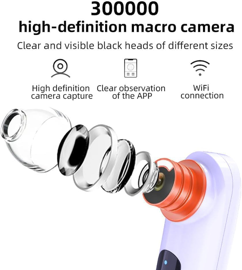 Blackhead Remover Vacuum,Blackhead Remover Tool with HD Camera & USB Charging - Pimple Extractor Vacuum,3 Stops & 4 Suction Heads Pore Extractor (Purple)